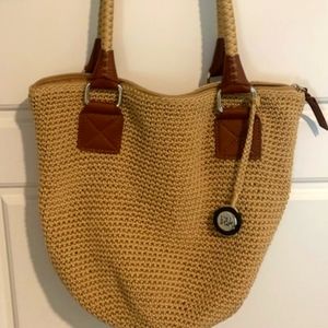 The Sak Tan Crochet Cambria Tote Handbag Purse